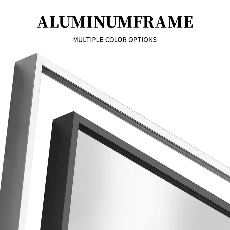 MAYEERTY Miroir pleine longueur rectangulaire à bords fins en aluminium, 64,17x21,26x0,59 pouces, couleur argent, avec support