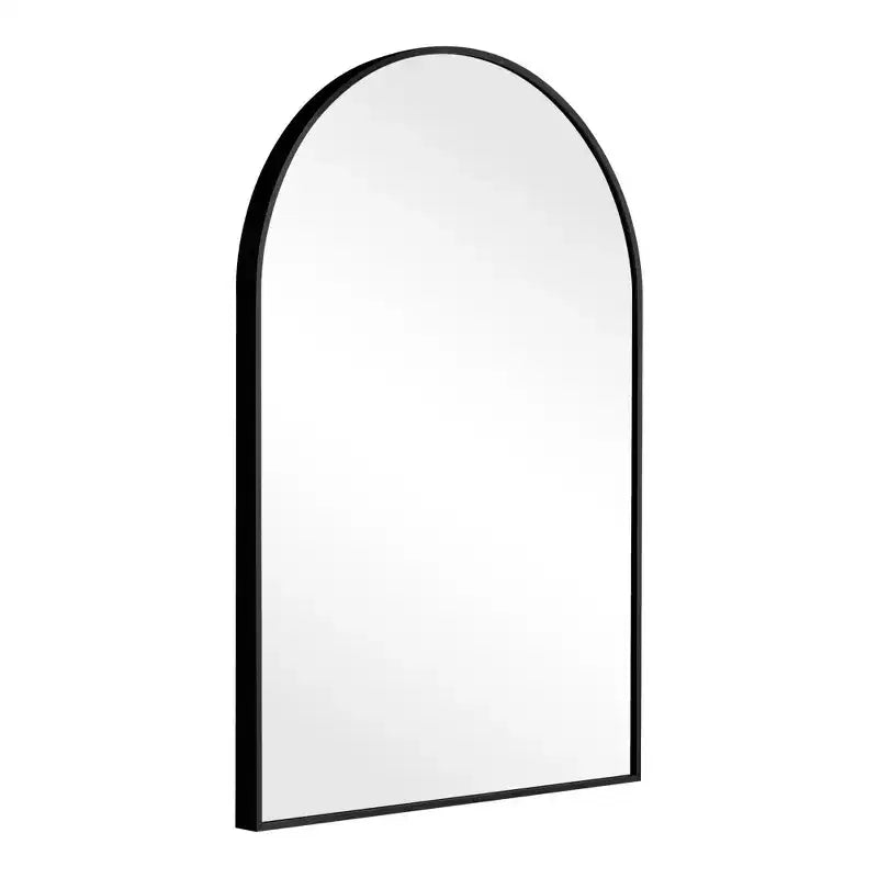 Miroir mural arqué MAYEERTY 36x24 noir, miroir décoratif suspendu avec cadre fin en aluminium à angle droit pour salle de bain et entrée