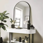 Miroir mural arqué MAYEERTY 36x24 noir, miroir décoratif suspendu avec cadre fin en aluminium à angle droit pour salle de bain et entrée