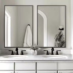 MAYEERTY Miroir mural rectangulaire noir à bords fins en aluminium de 91 x 61 x 1,5 cm, double face