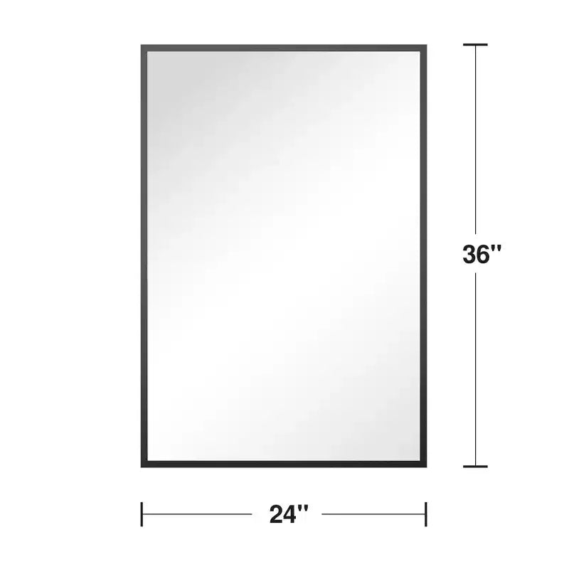 MAYEERTY Miroir mural rectangulaire noir à bords fins en aluminium de 91 x 61 x 1,5 cm, double face