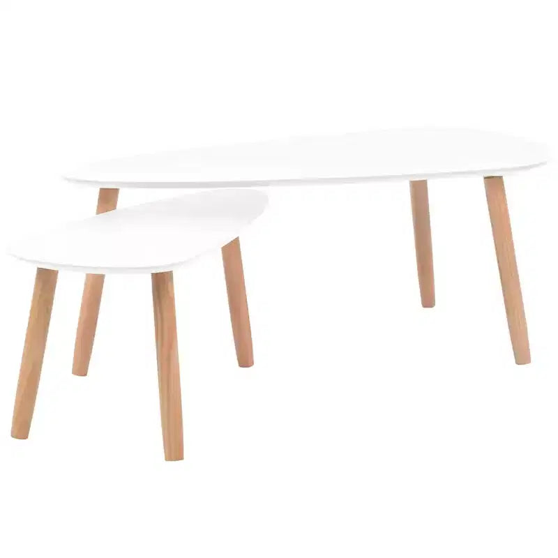 vidaXL Tables basses 2 pcs Blanc Pin massif, MDF Moyen Durable