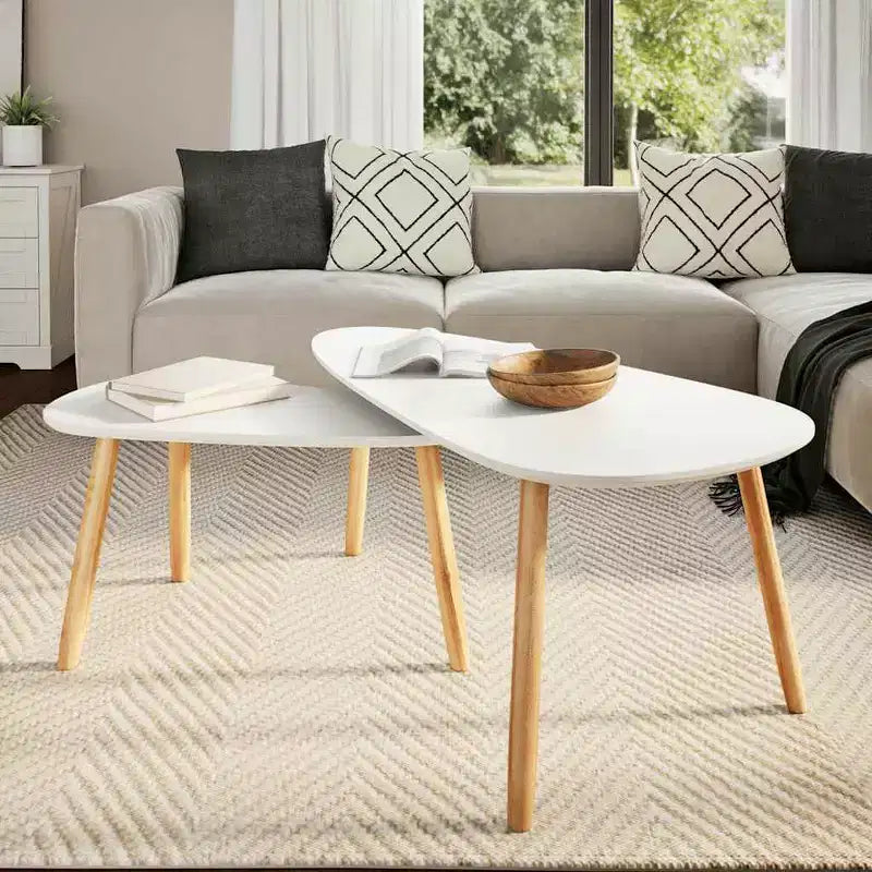 vidaXL Tables basses 2 pcs Blanc Pin massif, MDF Moyen Durable