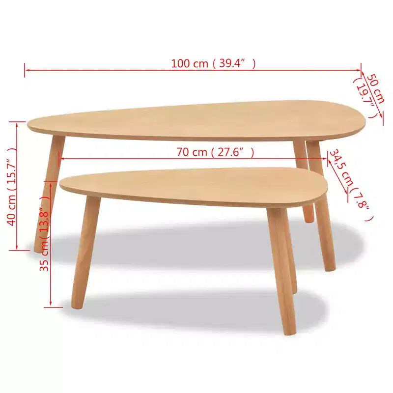 vidaXL Tables basses 2 pcs Marron Pin massif, MDF Ensemble deux pièces