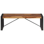 vidaXL Table basse marron Bois de Sesham massif, Acier thermolaqué