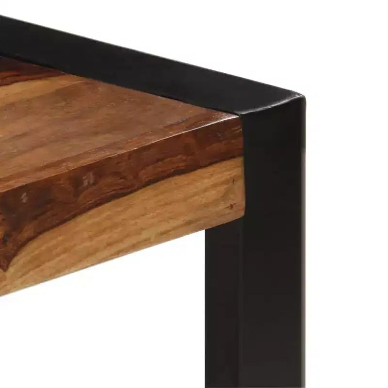 vidaXL Table basse marron Bois de Sesham massif, Acier thermolaqué