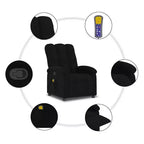 Fauteuil inclinable de massage vidaXL en tissu noir, métal et bois d'ingénierie - Noir Manuel à pousser vers l'arrière avec massage