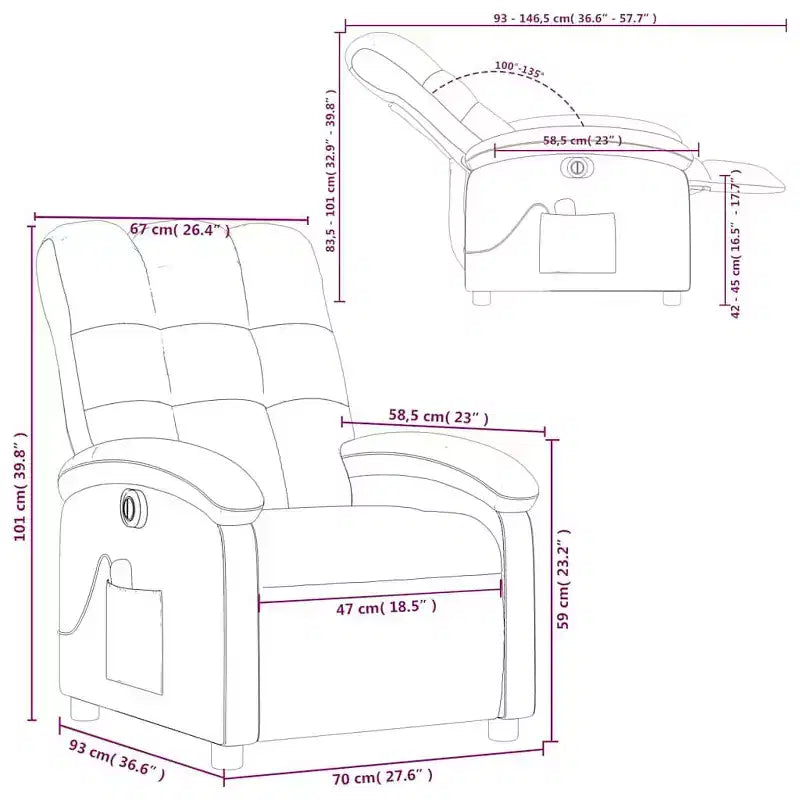 vidaXL Fauteuil inclinable de massage électrique gris clair