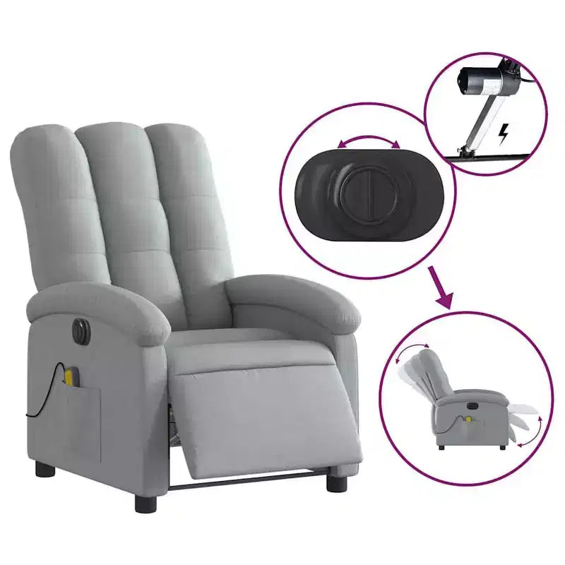 vidaXL Fauteuil inclinable de massage électrique gris clair