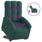 vidaXL Electric Massage Recliner-Lift Chair with Vibration Massage, Auto-Adjusting Backrest/Footrest, Dark Green Fabric, Side Pocket