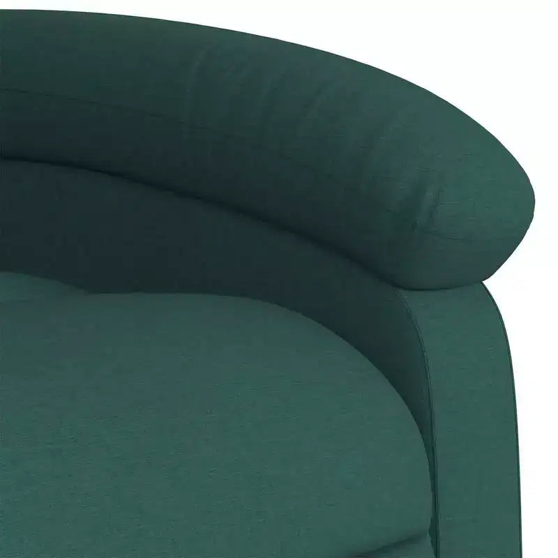 vidaXL Fauteuil inclinable de massage électrique avec fonction élévatrice, massage vibrant, dossier et repose-pieds à réglage automatique, tissu vert foncé, poche latérale