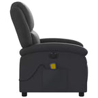 vidaXL Fauteuil inclinable de massage électrique - Fauteuil à oreilles en cuir véritable noir avec fonction vibrante pour le salon