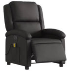 vidaXL Fauteuil inclinable de massage électrique - Fauteuil à oreilles en cuir véritable noir avec fonction vibrante pour le salon