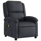 vidaXL Fauteuil inclinable de massage électrique - Fauteuil à oreilles en cuir véritable noir avec fonction vibrante pour le salon