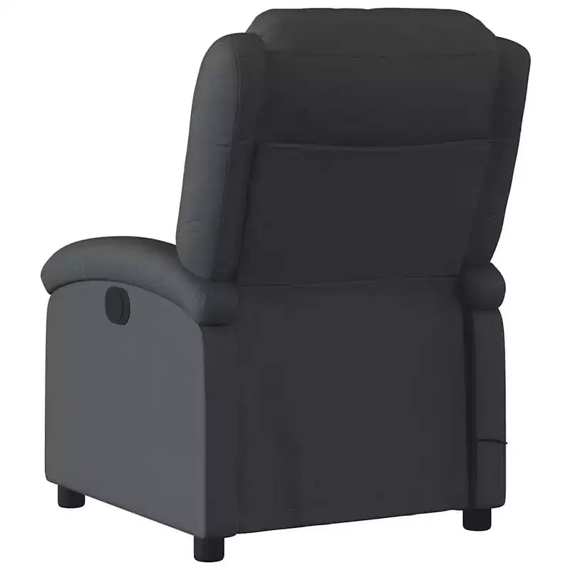 vidaXL Fauteuil inclinable de massage électrique - Fauteuil à oreilles en cuir véritable noir avec fonction vibrante pour le salon