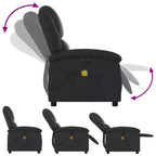vidaXL Fauteuil inclinable de massage électrique - Fauteuil à oreilles en cuir véritable noir avec fonction vibrante pour le salon