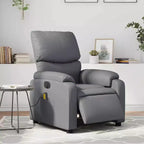vidaXL Fauteuil inclinable de massage électrique Gris Similicuir, Bois, Métal, Mousse