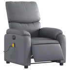 vidaXL Fauteuil inclinable de massage électrique Gris Similicuir, Bois, Métal, Mousse