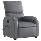 vidaXL Fauteuil inclinable de massage électrique Gris Similicuir, Bois, Métal, Mousse