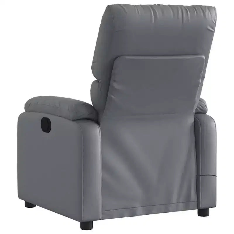 vidaXL Fauteuil inclinable de massage électrique Gris Similicuir, Bois, Métal, Mousse