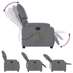 vidaXL Fauteuil inclinable de massage électrique Gris Similicuir, Bois, Métal, Mousse