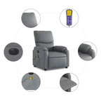 vidaXL Fauteuil inclinable de massage électrique Gris Similicuir, Bois, Métal, Mousse