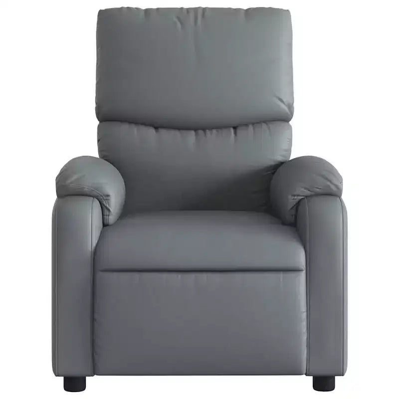 vidaXL Fauteuil inclinable de massage électrique Gris Similicuir, Bois, Métal, Mousse