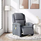 vidaXL Fauteuil inclinable de massage électrique - Velours gris foncé, Repose-pieds/dossier réglables automatiquement, Massage vibrant à 6 points, Poche latérale