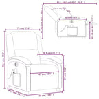 vidaXL Fauteuil inclinable de massage électrique - Velours gris foncé, Repose-pieds/dossier réglables automatiquement, Massage vibrant à 6 points, Poche latérale