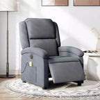 vidaXL Fauteuil inclinable de massage électrique - Velours gris foncé, Repose-pieds/dossier réglables automatiquement, Massage vibrant à 6 points, Poche latérale