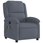 vidaXL Fauteuil inclinable de massage électrique - Velours gris foncé, Repose-pieds/dossier réglables automatiquement, Massage vibrant à 6 points, Poche latérale