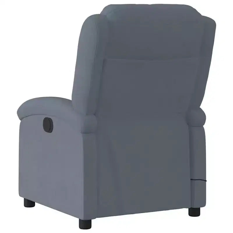 vidaXL Fauteuil inclinable de massage électrique - Velours gris foncé, Repose-pieds/dossier réglables automatiquement, Massage vibrant à 6 points, Poche latérale
