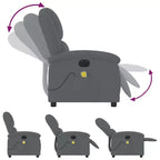 vidaXL Fauteuil inclinable de massage électrique - Velours gris foncé, Repose-pieds/dossier réglables automatiquement, Massage vibrant à 6 points, Poche latérale