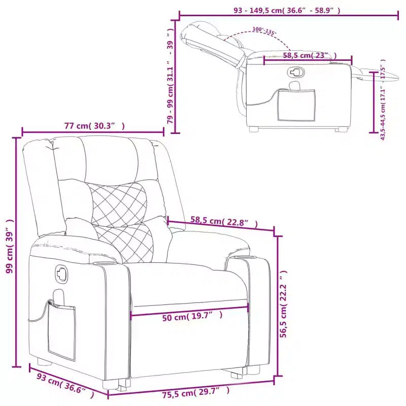 vidaXL Fauteuil de massage inclinable Gris foncé