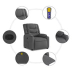 vidaXL Fauteuil de massage inclinable Gris foncé