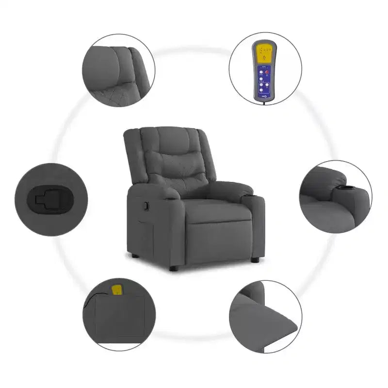 vidaXL Fauteuil de massage inclinable Gris foncé