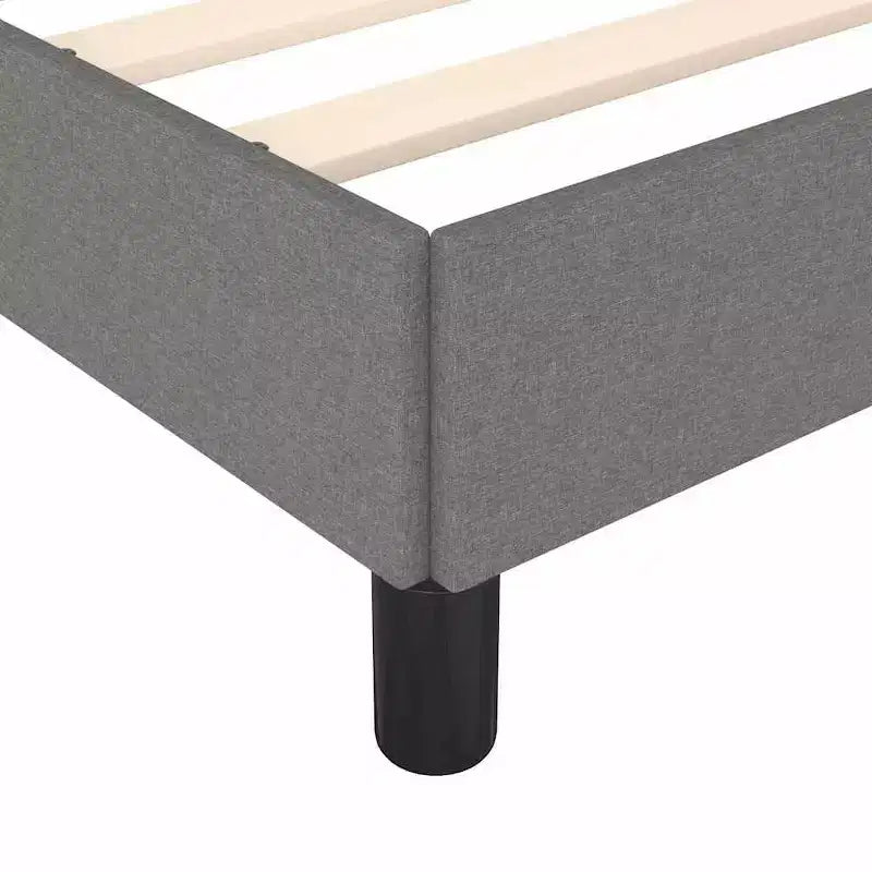 Cadre de lit double vidaXL, plateforme de lit rembourrée en tissu, gris foncé, sans matelas