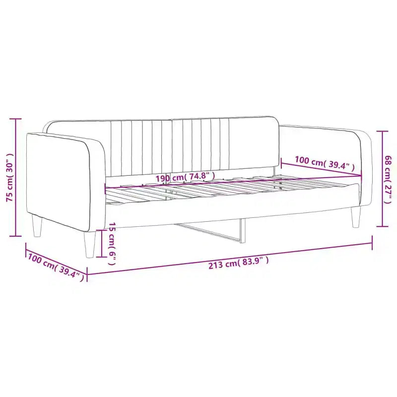 vidaXL Lit de repos Canapé-lit rembourré pour Chambre à coucher Salon Velours - Gris clair Sans matelas