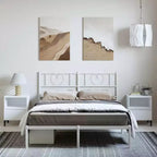 vidaXL Cadre de lit double en métal avec tête de lit, acier robuste, blanc, sans matelas