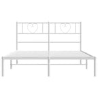 vidaXL Cadre de lit double en métal avec tête de lit, acier robuste, blanc, sans matelas