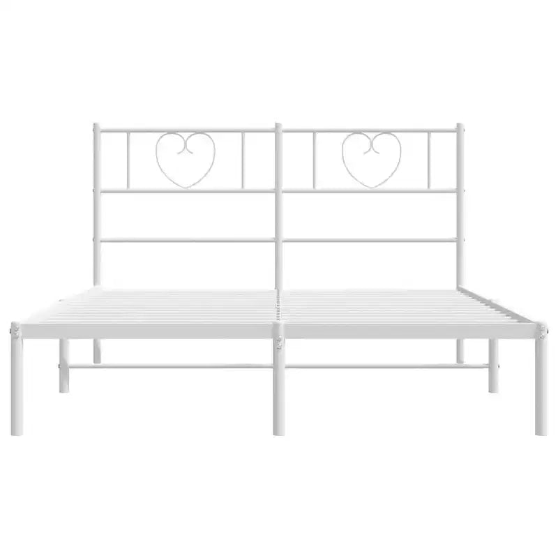 vidaXL Cadre de lit double en métal avec tête de lit, acier robuste, blanc, sans matelas