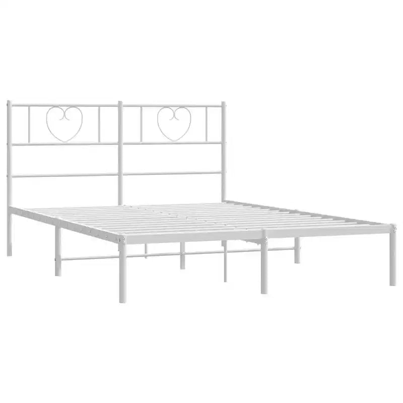 vidaXL Cadre de lit double en métal avec tête de lit, acier robuste, blanc, sans matelas