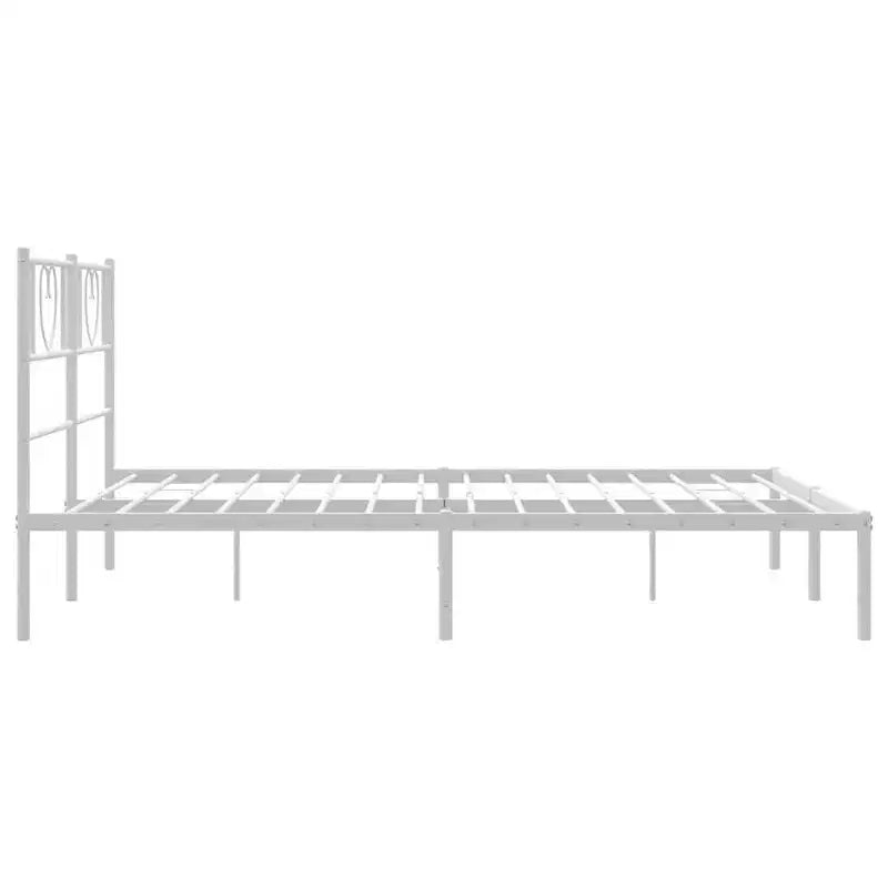 vidaXL Cadre de lit double en métal avec tête de lit, acier robuste, blanc, sans matelas