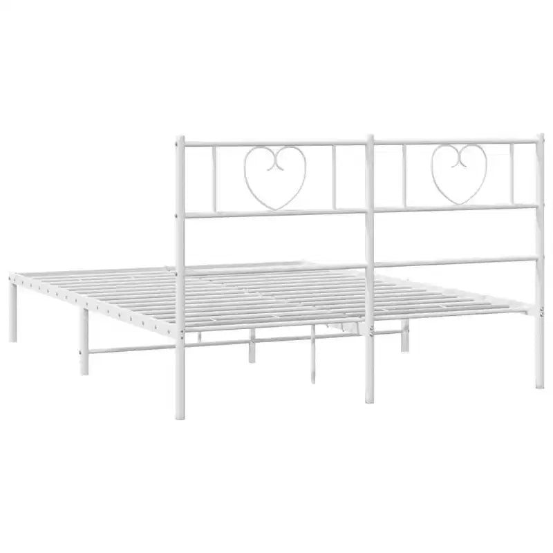 vidaXL Cadre de lit double en métal avec tête de lit, acier robuste, blanc, sans matelas