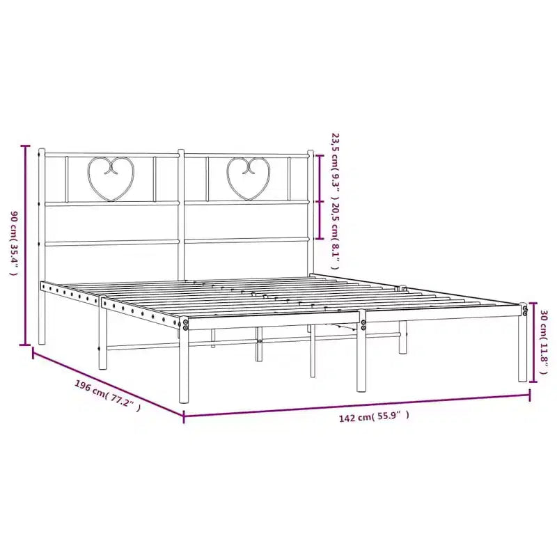 vidaXL Cadre de lit double en métal avec tête de lit, acier robuste, blanc, sans matelas