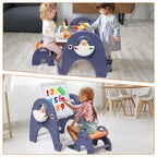Table d'activités 4-en-1 pour enfants, table de construction avec tableau blanc magnétique, 66 grandes briques et 2 boîtes de rangement