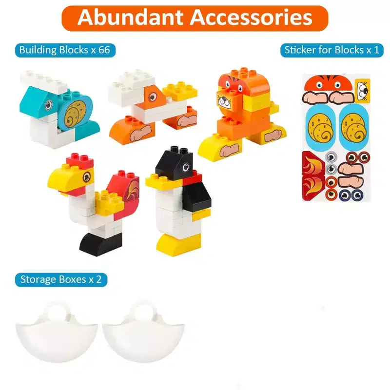 Table d'activités 4-en-1 pour enfants, table de construction avec tableau blanc magnétique, 66 grandes briques et 2 boîtes de rangement