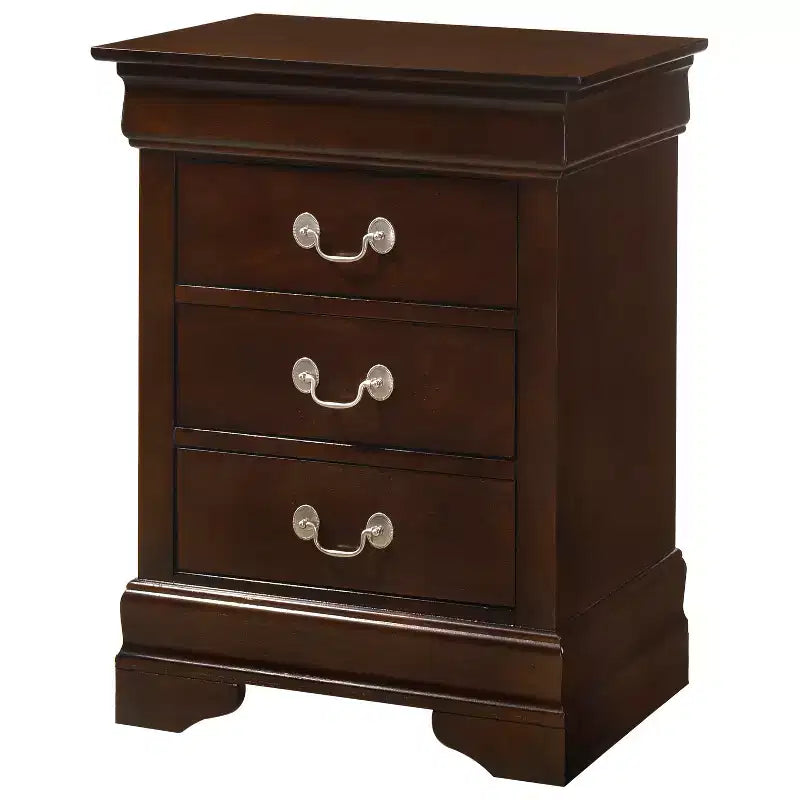 Table de chevet Louis Phillipe HomeStock, 74 cm (H) x 53 cm (L) x 41 cm (P), avec trois tiroirs