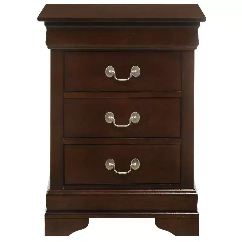 Table de chevet Louis Phillipe HomeStock, 74 cm (H) x 53 cm (L) x 41 cm (P), avec trois tiroirs