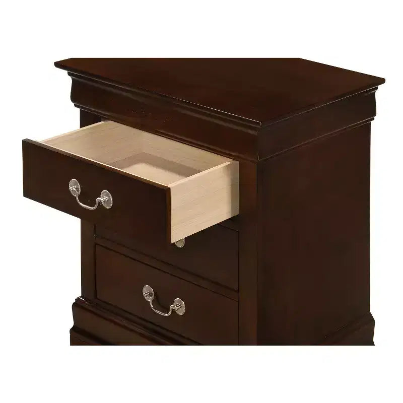 Table de chevet Louis Phillipe HomeStock, 74 cm (H) x 53 cm (L) x 41 cm (P), avec trois tiroirs